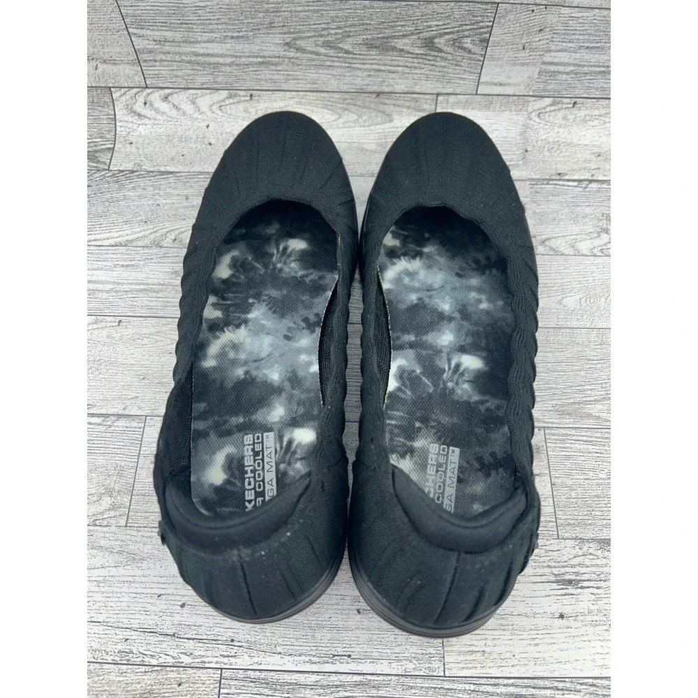 Skechers On-The-Go Ballet Flats Black Air Cooled Goga Mat Comfort‎ Shoes Sz 7.5